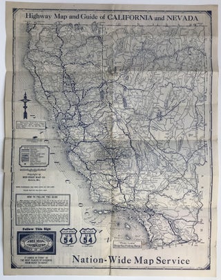 Item #964 Highway Map and Guide of California & Nevada. California, Nevada, Automobiles